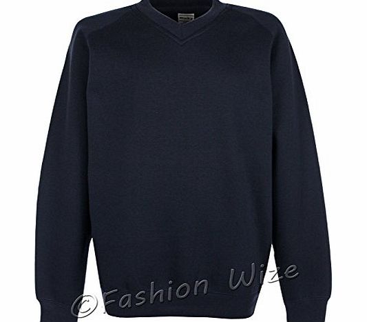 Boys Girls School Jumper V Neck Sweatshirt Uniform Age 3 4 5 6 7 8 9 10 11 12 (7-8 yrs, Black)