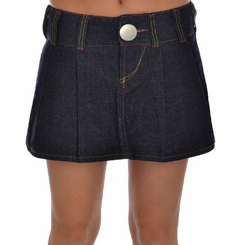 Womens Ladies Pleated Flared Skater Denim Mini Skirt - 12