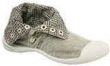 Miss Sixty New Womens Retro Grey Button Up Canvas Pumps Flat Ankle Shoes