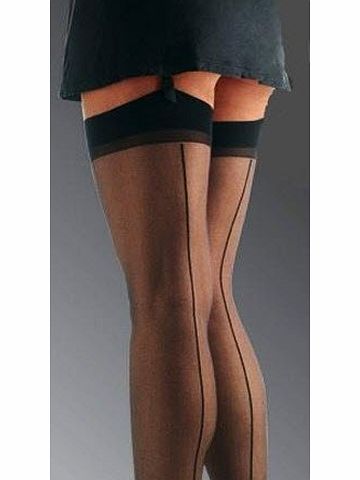 Missi Black /Black 15 Denier Stiletto Heel Seamed Stockings -XL