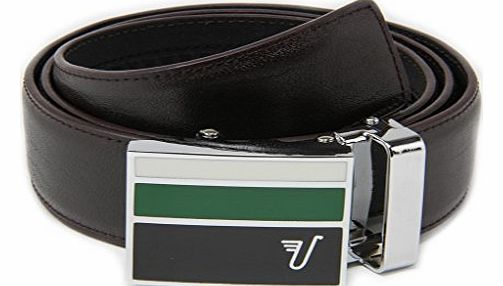 Mission Belt Co. Mission Belt Mens Ratchet Belt - Money - White, Green, Black Buckle / Dark Brown Leather, Custom (Up To 56)