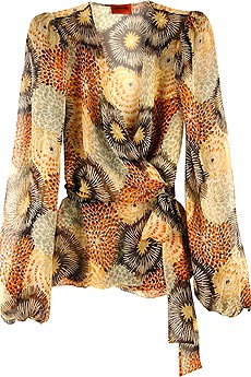 Annalisa abstract floral wrap blouse