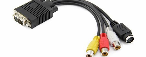 Misswonder PC/LAPTOP VGA SVGA TO S-Video 3 RCA Composite AV TV Out Converter Adapter Cable