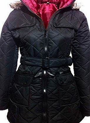 MISSY GIRLS BLACK COAT JACKET Quilted HOODED SCHOOL CLOTHING AGE 5-6, 7-8, 9-10, 11-12, 13 !!EXCELLENT QUALITY AND A PERFECT FINISH!! MADE IN UK PADDED WINTER COAT (AGE 7-8, KHAKI MILITARY)
