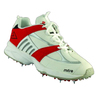 Colour White/Red Half Spike This quality cricket shoe has an upper made from soft PU coated syntheti