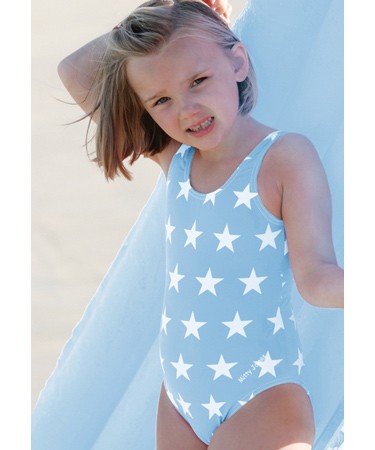 Mitty James Sky blue stars patterned scoop neck swimsuit