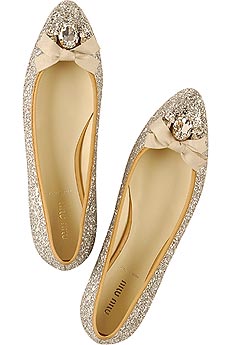 Miu Miu Glitter ballerina pumps