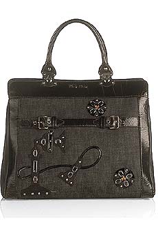 Miu Miu Leather trimmed denim bag