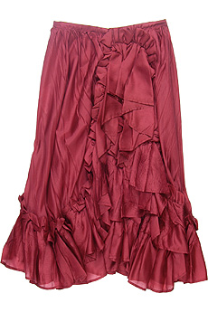 Ruffled silk skirt