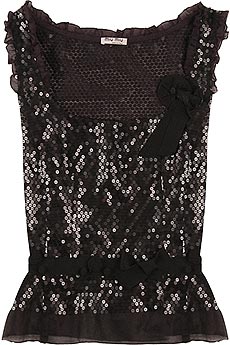 Miu Miu Sequined top with rosette