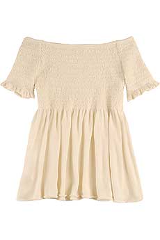 Miu Miu Smocked Cotton Knit Top