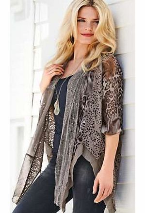 mixed Fabric Cardigan
