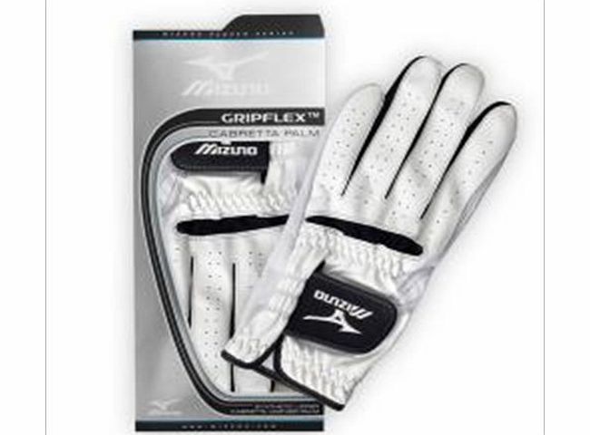 Mizuno Golf 2013 Mens Gripflex Golf Glove - Left Hand - White/Black - M