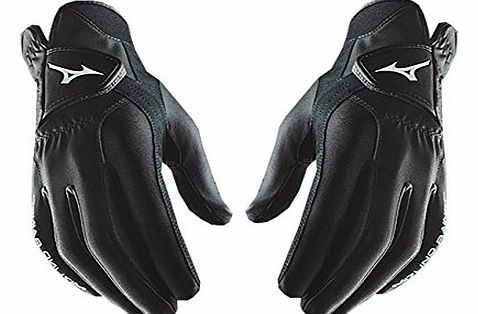 Pair of 2015 Mizuno Rainfit Wet Weather Golf Gloves Black Medium-Large