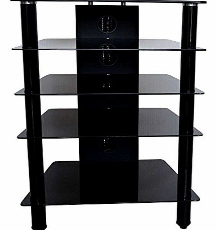 5 Shelf Premium Black Glass Hifi Stand