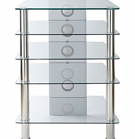 MMT Premium Extra Deep 5 Shelf HClear Glass Hi-FI stand - 500mm deep to hold AV separates