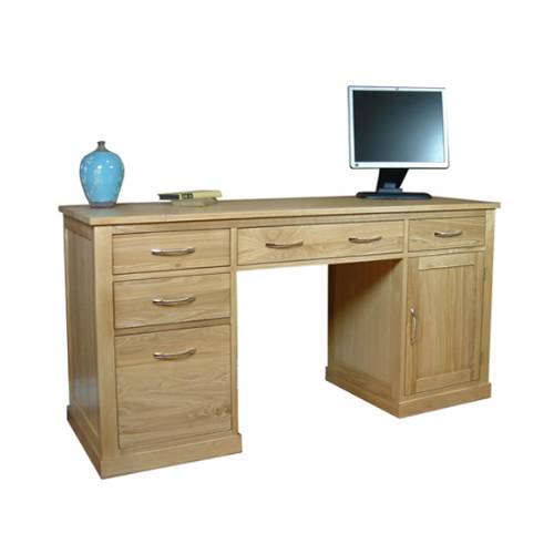 Mobel Oak Twin Pedestal Computer Desk 809.104