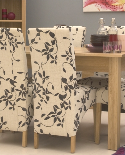 Oak Upholstered Dining Chairs - Pair