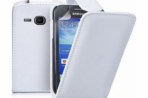 Samsung Galaxy Ace 3 White PU Leather Slim Executive Flip Case / Cover Case - by Mobi Lock