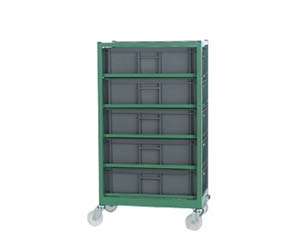 Mobile container rack with 5 containers