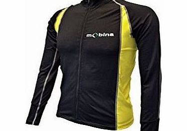 Mobina mens running and cycling long sleeve jersey - black/yellow/red XL