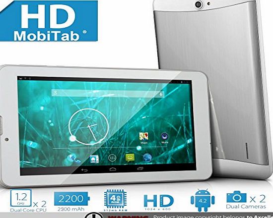 MobiTab ProntoTec 7 Dual Core Dual SIM Unlocked PhoneTab K3 Android 4.2.2 Tablet PC, Dual Camera, HD 1024x600, 4GB, Google Play Pre-loaded, 3G WI-FI Supported - White