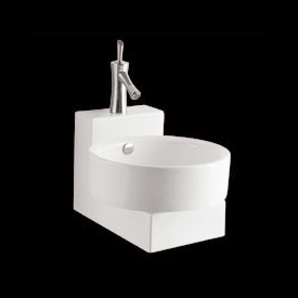 Moda Dune Wall Hung Ceramic Basin and Wall Mounting Pillar