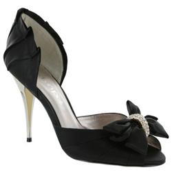 Moda In Pelle Female Morlo Black Satin Fabric Upper Leather Lining Leather Lining Evening in Black