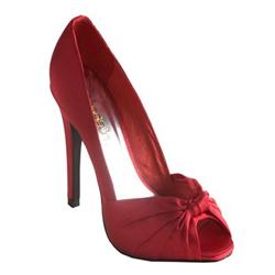 Moda In Pelle Female Tyrie Red Satin Fabric Upper Leather Lining Leather Lining Evening in Red