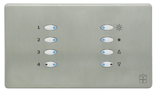 Mode Lighting SceneStyle4 Brushed Stainless Finish - White Buttons
