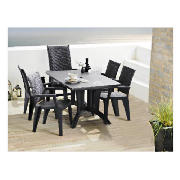 MODENA Fixed 6 Seater Outdoor Dining Set, Charcoal