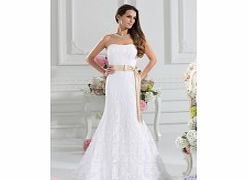 Modern Elegant Strapless Satin Lace Sweep