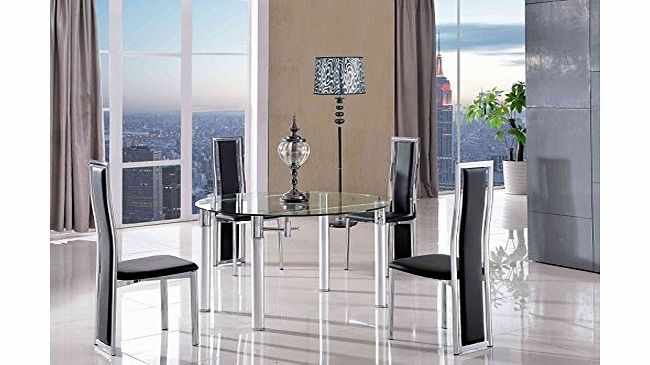 MODERN FURNITURE DIRECT Torino Designer Extending 74 cm - 120 cm Round Glass Dining Table amp; 6 Elsa Brown Chairs