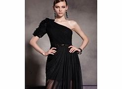 Modern One Shoulder Short Sleeve Tencel Evening