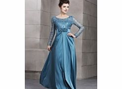 Modern Scoop Long Sleeve Satin Evening Dresses