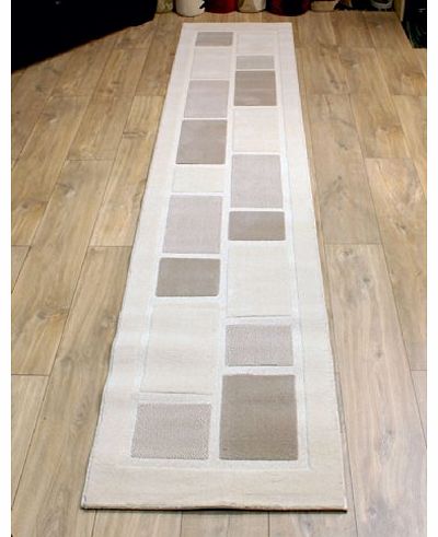 Modern Style Rugs Visiona 4304 Cream Extra Long Hallway Carpet Square Pattern Runner Rug 60cm x 320cm