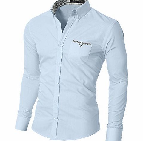 MODERNO Single Pocket Slim Fit Mens Shirt Blue EU S (Asia M)