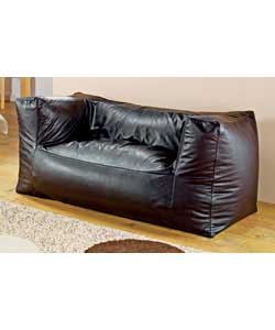 2 Seater Faux Leather Beanbag - Chocolate