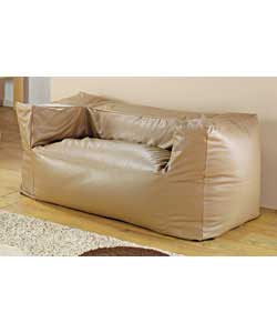 2 Seater Faux Leather Beanbag - Latte