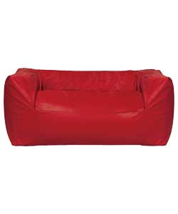 Modular 2 Seater Leather Effect Beanbag Sofa - Red