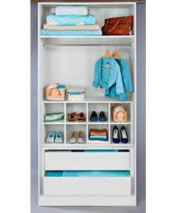 modular Double Wardrobe, Storage Cube and Drawers - White