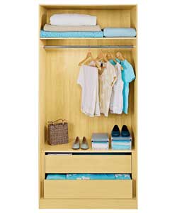 Double Wardrobe with Interior Chest - Oak