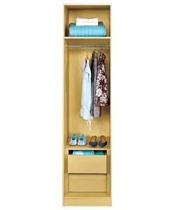 Single Wardrobe with Interior Chest - Oak