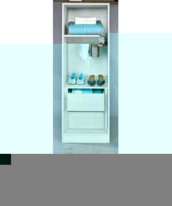 modular Single Wardrobe with Interior Chest - White