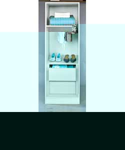 modular Single Wardrobe with Interior Chest - White