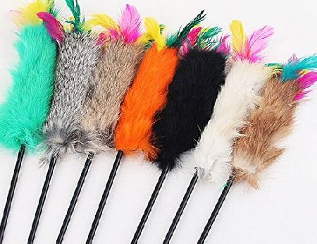 Molie Colorful Feather Teaser Wand Cat Toy Kitty Cat Toy Pet Play Fun 55cm