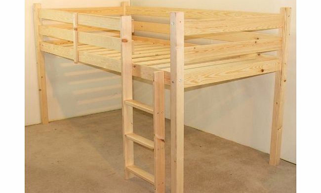 Molly Cabin bed 3ft (90cm) Wooden Natural pine cabin bed with 15cm thick mattress