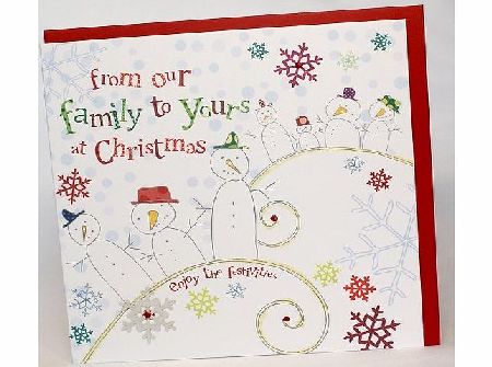 MOLLY MAE  SWIRLY WHIRLY SNOWFLAKES RANGE `` From Our Family To Yours At Christmas `` Hand Finished Christmas Card - SW21