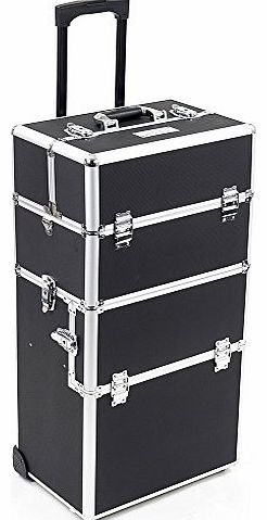 Mollycoddle Black 2in1 33inch Interchangeable Make Up Trolley Carrying Beauty Cosmetic Case