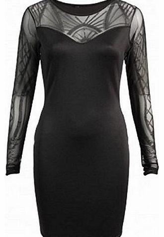 Momo Fashions Celebrity Classic Celeb Style Party Bodycon Dress Party Sequins (Size UK 8 (EUR 36)), Black)
